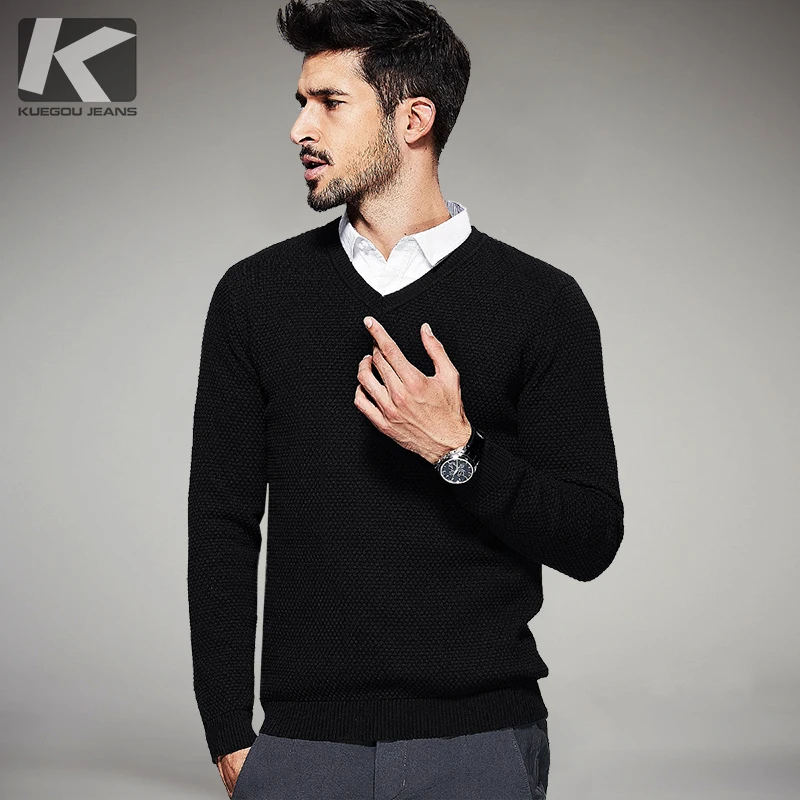 2017 Spring Mens Casual Sweaters Black Color Knitted Brand