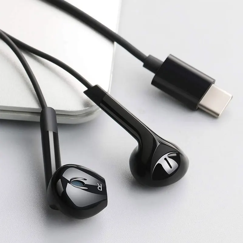 

AHHROOU USB Type-C Earphones Wired Control With Microphone Type C headset USB-C Earbuds For LeEco Le 2 / Max/ Pro for Xiaomi