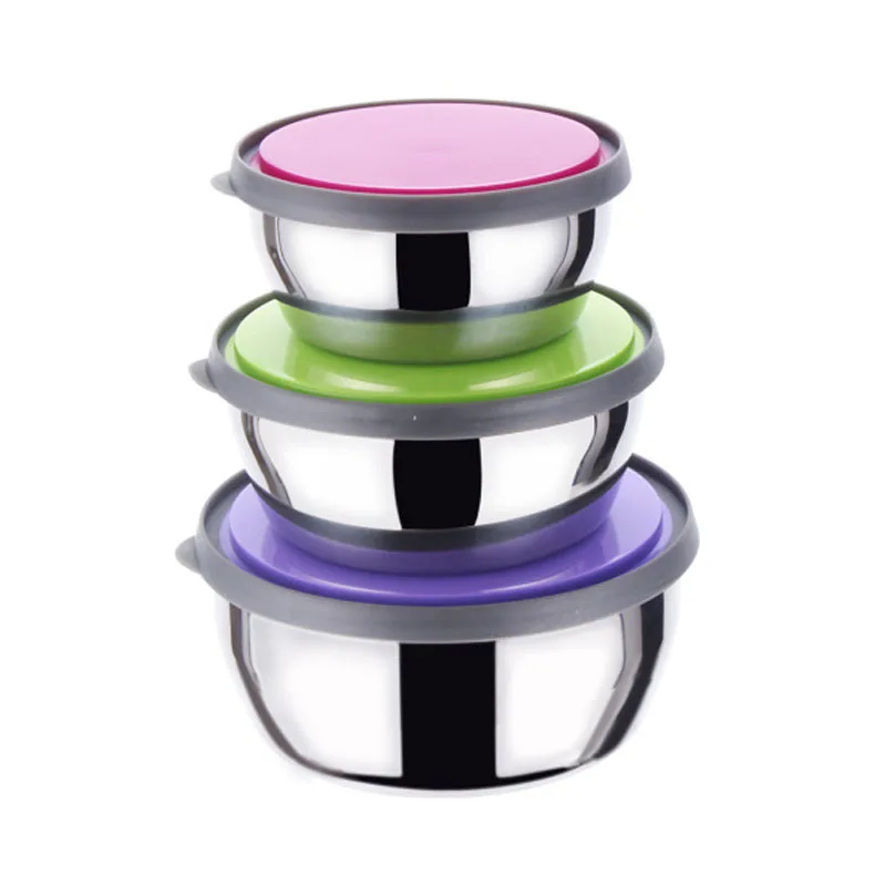 BearKnight Round Crisper Box 3 Combination Korean Stainless Steel