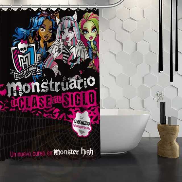 Custom Monster High Shower Curtain With Hooks High Defintion