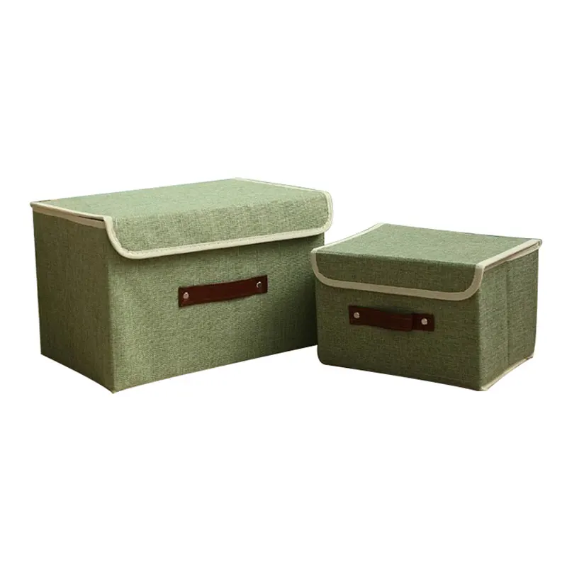 

With Lid Handles Foldable Storage Box Clothes Storage Bin Cube Wardrobe Closet Organizer Containers Cotton Linen Toy Storage Box