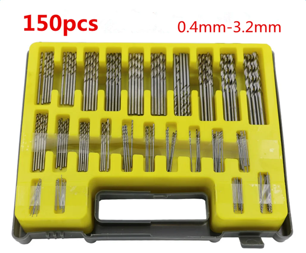 

0.4mm-3.2mm 150Pcs Mini twist drill Bit Kit HSS Micro Precision Twist Drill with Carry Case for PCB Crafts Jewelry Drilling Tool