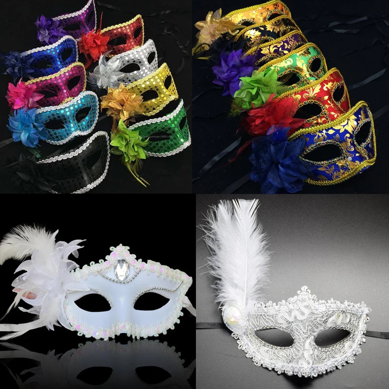 

Colorful Lace Feather Mask Venice Princess Mask Women Lady Masquerade Eye Masks Carnival Party Props Christmas Halloween