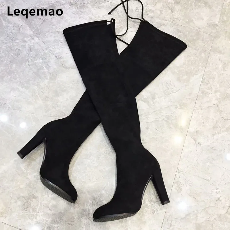Femme Bout Mode Véritable Nouvelle Bottes De Cuir gris Talon Femmes Pointu Le Sexy En Noir Haut Sur 41 Taille Extensible ardoisé Genou Suède Chaussures marron Longues Tissu 34 Px7twPqdr
