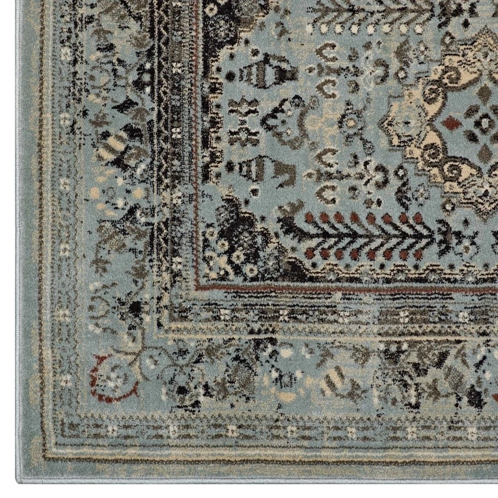 Enye Distressed Vintage Floral Lattice 5x8 Area Rug (1)