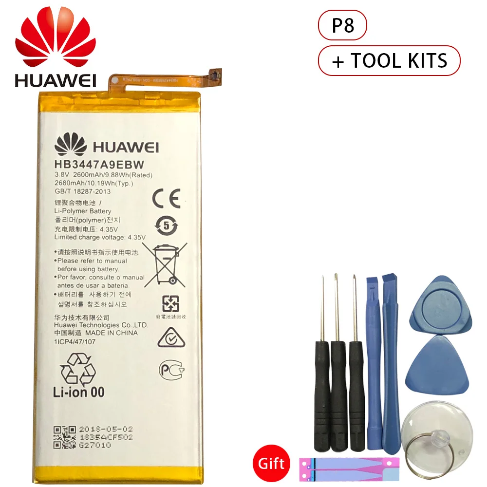 

Original Replacement Battery 2600mAh HB3447A9EBW Huawei Battery Ascend P8 GRA-L09/UL00/CL00/TL00/TL10/UL10