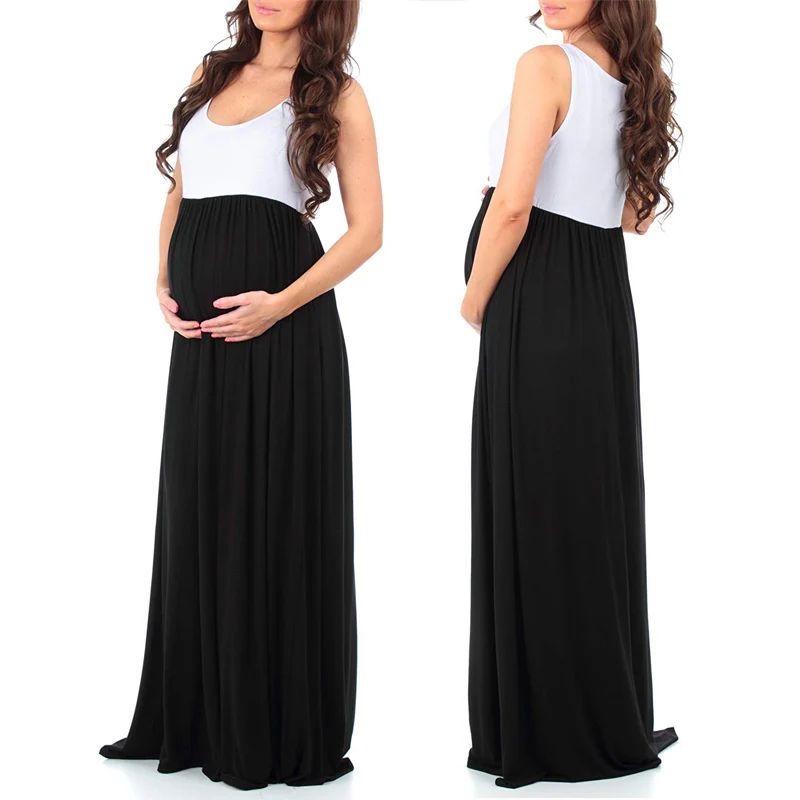 MATERNITY MAXI DRESS LONG DRESS AS1775 black 002