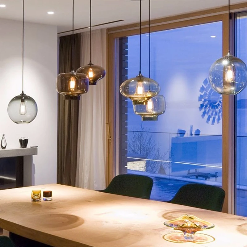 Современный Креативный E27 красочный подвесной светильник стеклянная чаша Лофт подвесные лампы для кухни гостиной спальни ресторана гостиничного номера