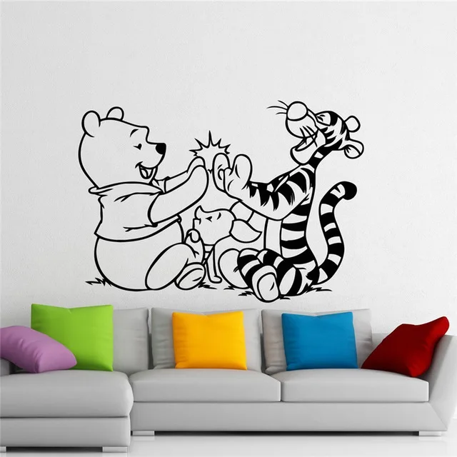 6 Winnie l'ourson Vinyle Autocollant Mural Wall Decals