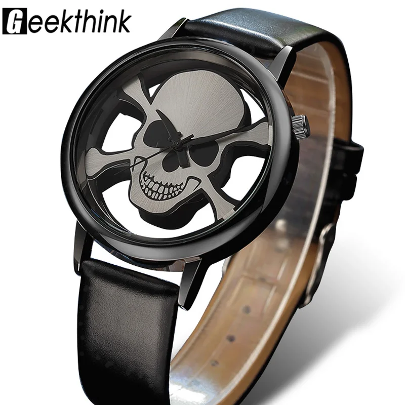 GEEKTHINK новые дизайнерские Аналоговые часы с черепом полый стиль кварцевые женские