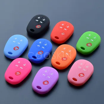 

100pcs/lot Silicone key fob cover case shell for toyota Fortuner Sienna Redwood Tundra Tacoma 5 button keyless Remote Protect
