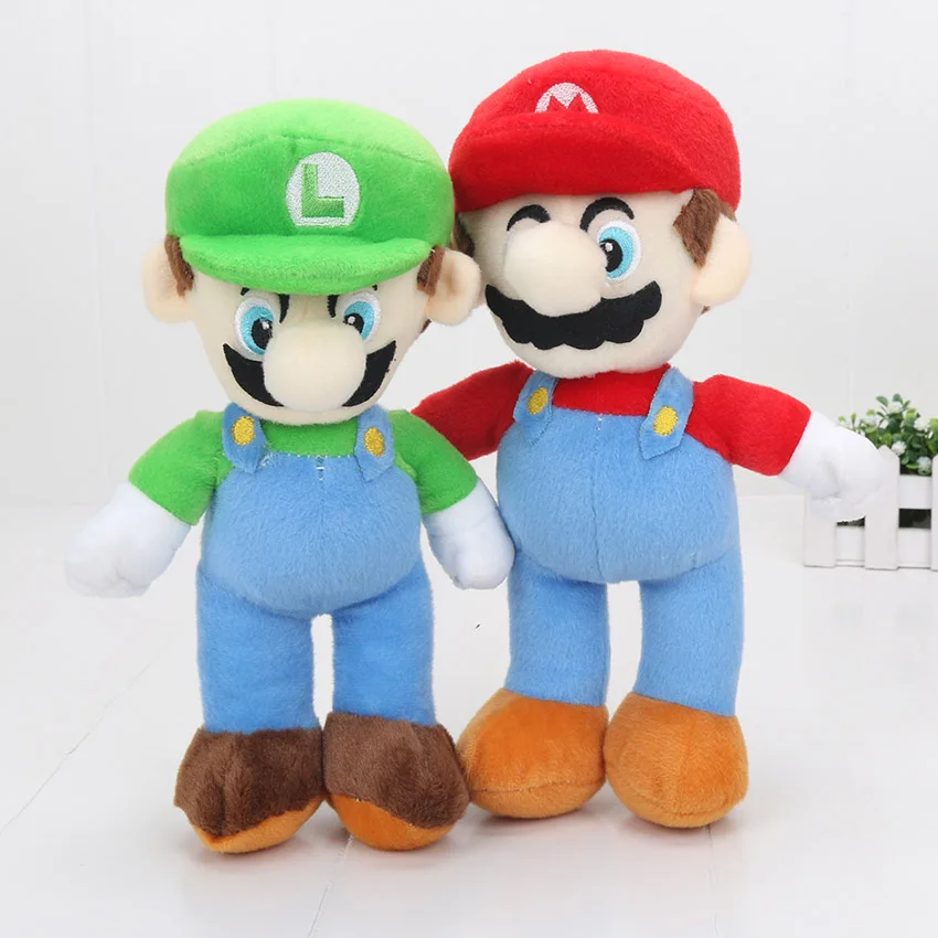 Red Green Cap Стенд Mario Стенд ЛУИДЖИ 2 шт. 1" 25 см Высокое качество Super Mario Bros Братья Мягкие плюшевые куклы - Цвет: Red Green Cap