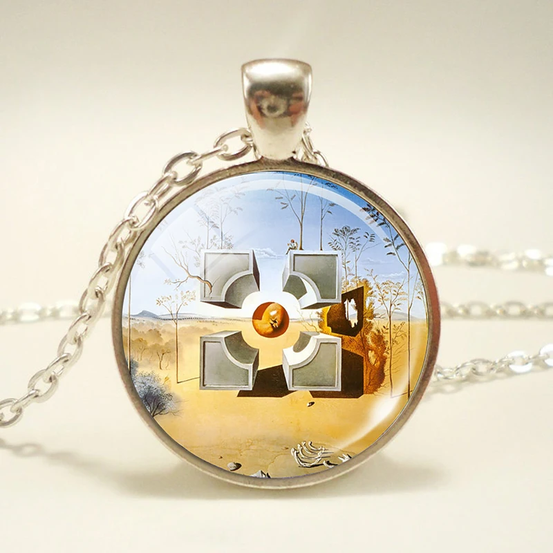 Модные стеклянные купольные ожерелья мягкие часы в момент взрыва Salvador Dali Art ожерелье с картиной(изображением) аксессуары покрытые серебром - Окраска металла: as show