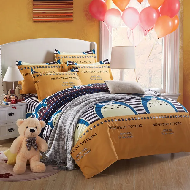 Home Textiles Cartoon Cotton Totoro Printed Bedding Sets Kids Like