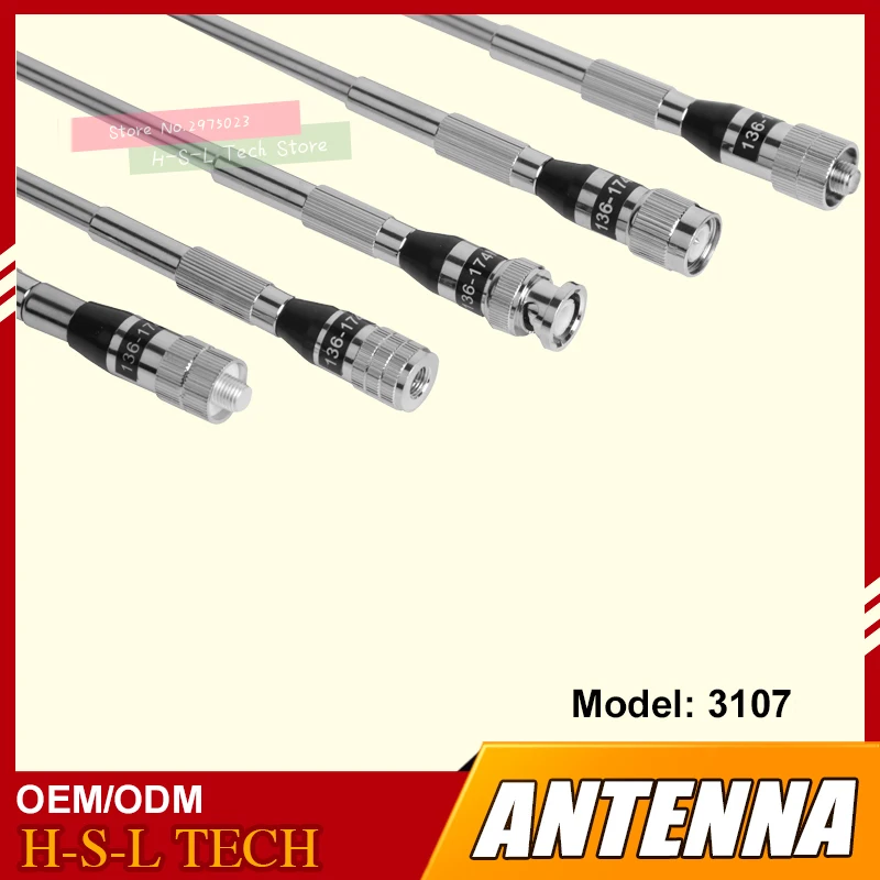 Телескопическая антенна из нержавеющей стали для рации BNC/SMA/MOTO 400-470 МГц или 136-174 МГц гибкая антенна 27-110 см для Baofeng