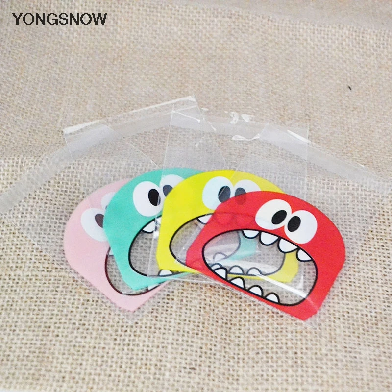 

100pcs Small Cute Teech Mouth Monster Plastic Bags Self Adhesive Candy Cookie Bag Gift Package Pouch Wedding Party Supplies