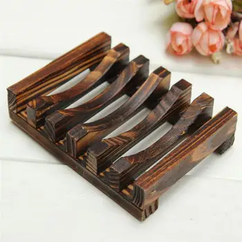 

SBLE Wooden Handmade Bathroom Soap Dish Box Container Kitchen Tub Sponge Storage Cup Rack Soap Holder Bathroom Accessories
