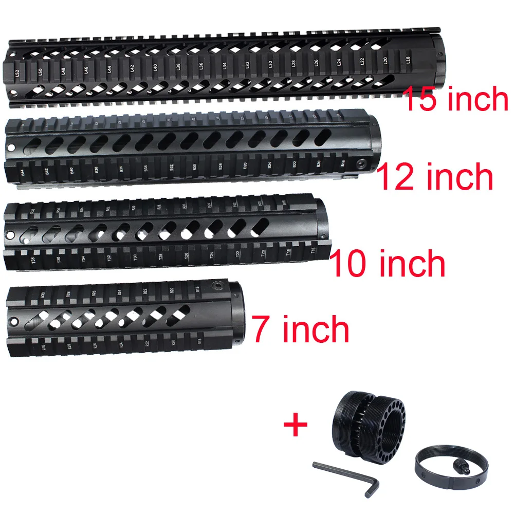 7 10 12 15 بوصة AR. 223/5. 56 التعويم الحر رباعية Handguard السكك الحديدية أنبوب AR15 AK M16 M4 Handguard رأس Airsoft Paintball الصيد