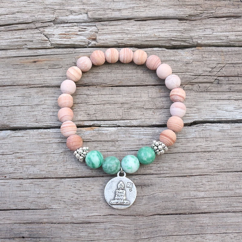 8mm Natural Stone Beads,Matte Line Stone,Qinghai Jadeite,JapaMala Sets,Spiritual Jewelry,Meditation,Inspirational,108 Mala Beads