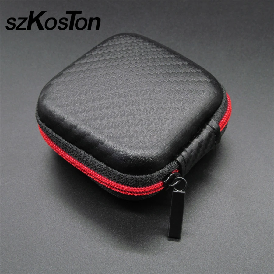

Portable Headphone Case Mini Zipper Square Hard Headphone Bag Storage Box Headset Bag for SD TF Cards Earphone Bag