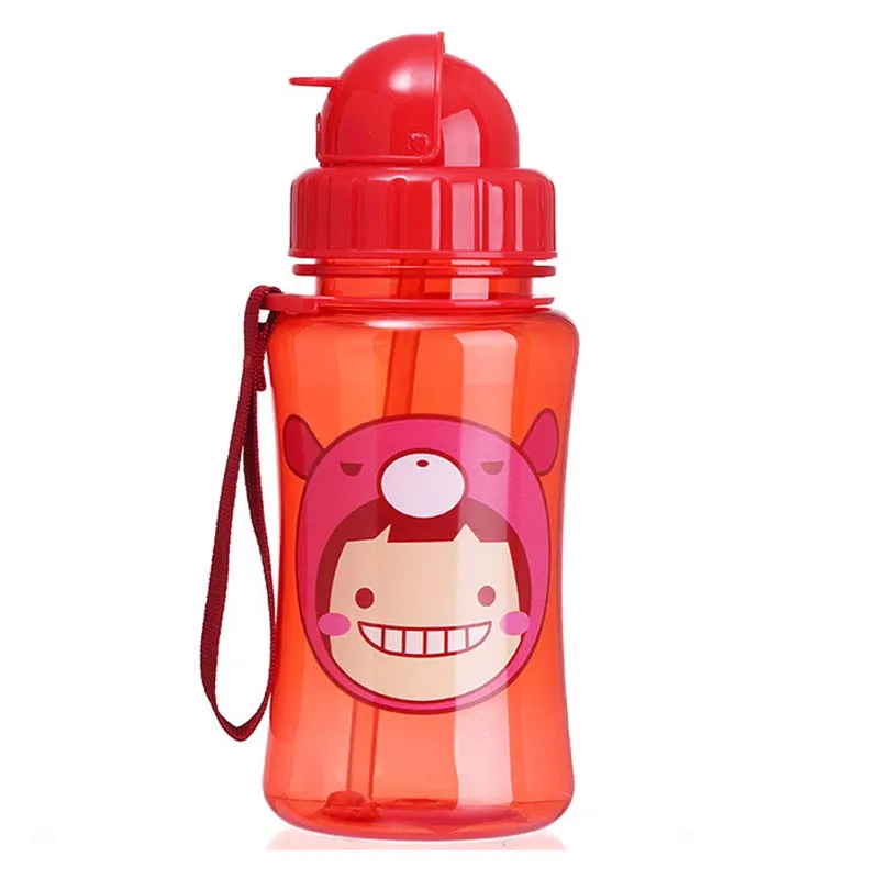 350ML BPA Free Baby Straw Drinking Cups Monkey Owl 8 Style Kids Cartoon Learn Feeding Water Bottle Children Straw Training Cup - Цвет: 350ML Red S