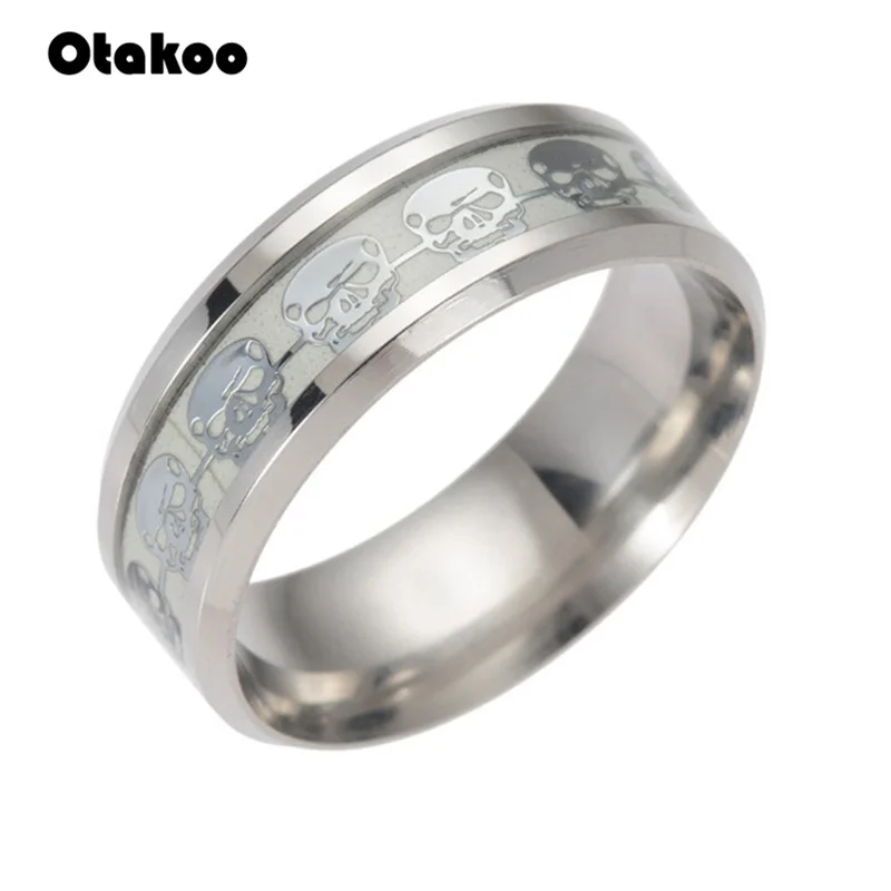 Otakoo 1 шт. светящиеся кольца с черепом для мужчин золото серебро светится в темноте