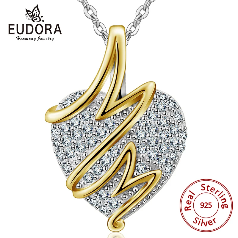 

Eudora Mother Gift 100% 925 Sterling Silver To Mother's Love Gold MoM Pendant Necklace for Mom Chain Necklace Jewelry Gift D154