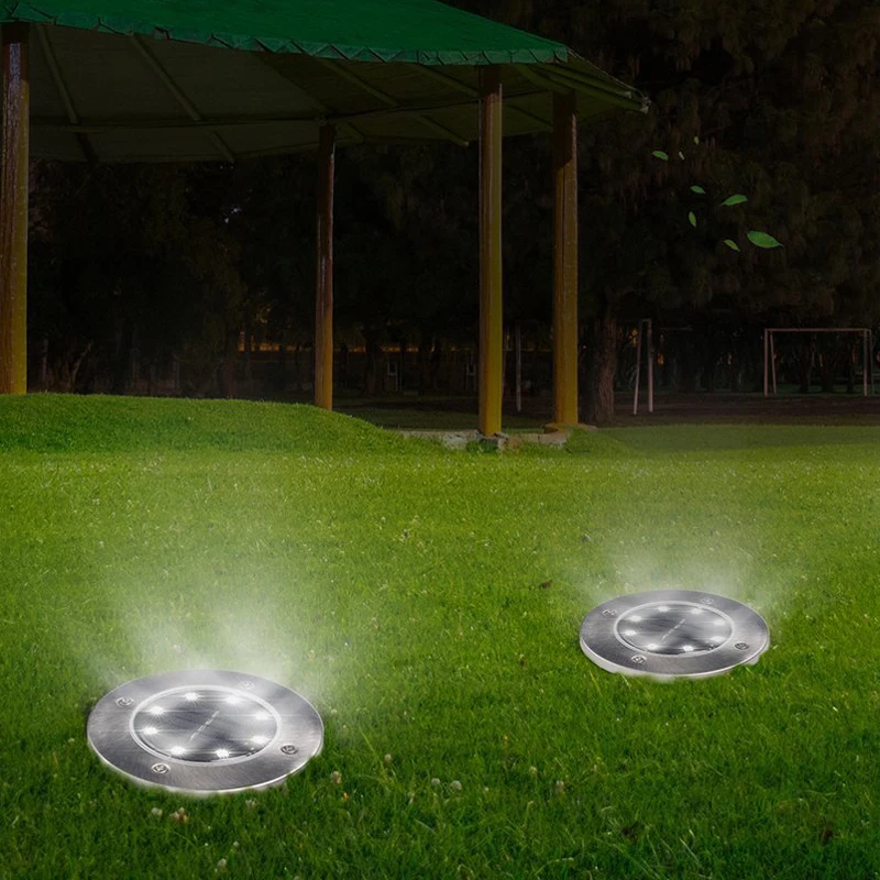 8 Leds Solar Powered Lamp Waterproof Outdoor Garden Pathway Deck Wedge Solar Light For Path Underground Floor Lawn Square Park Road (3)
