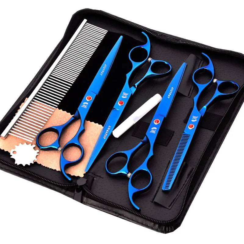 Multi function 7'' 4Pcs/set Pet Dog Hair Scissors Set Cat Puppy Hair