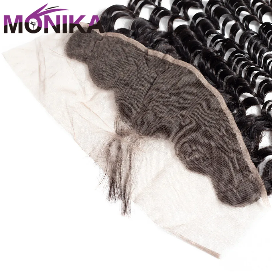 Monika Deep Wave Brazilian Hair Closure 13x4 Pre Plucked Lace Frontal Ear to Ear Deep Curly Frontal Closure With Baby Hair