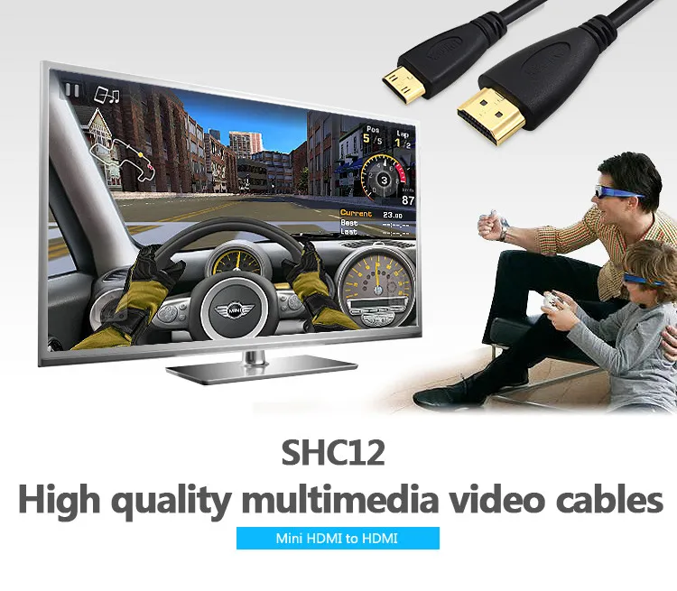 Позолоченный HDMI к MINI HDMI кабель 1,4 версия штекер Male-Male HDMI 1080p 3D для планшетов 0,5 м 1 м, 1,5 м, 2 м, 3 м, 5 м