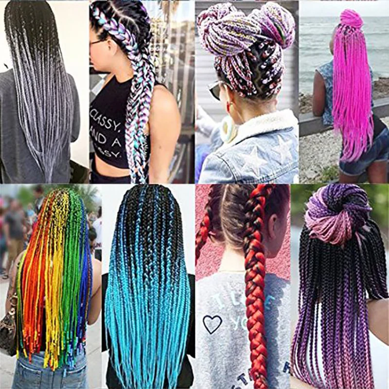 Три/два, 100 г, цветные, вязанные крючком косички, волосы, синтетические, Омбре, огромные, косички, волосы для наращивания для черных женщин, HOUYAN
