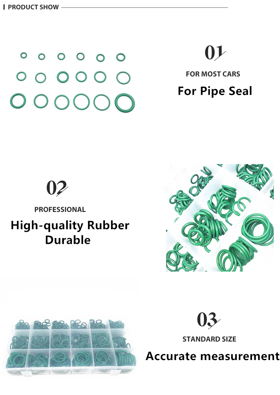 Набор коррозиеустойчивых резиновых уплотнительных колец для автомобильного кондиционера количеством 270 штук в коробке. Детали и комплектующие для автомобильного кондиционера 134a