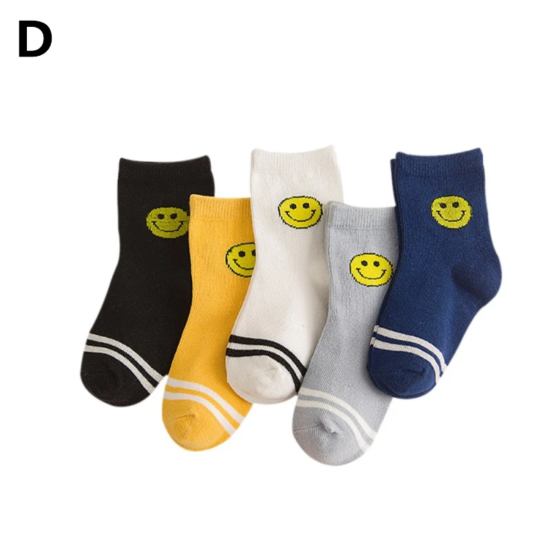 5 пар 10 стилей мягкий чёсаный хлопок носки для детей с героями мультфильмов симпатичные детские носки для мальчиков и девочек детские носки с рисунками для детей возрастом от 1 года до 10 лет - Цвет: D