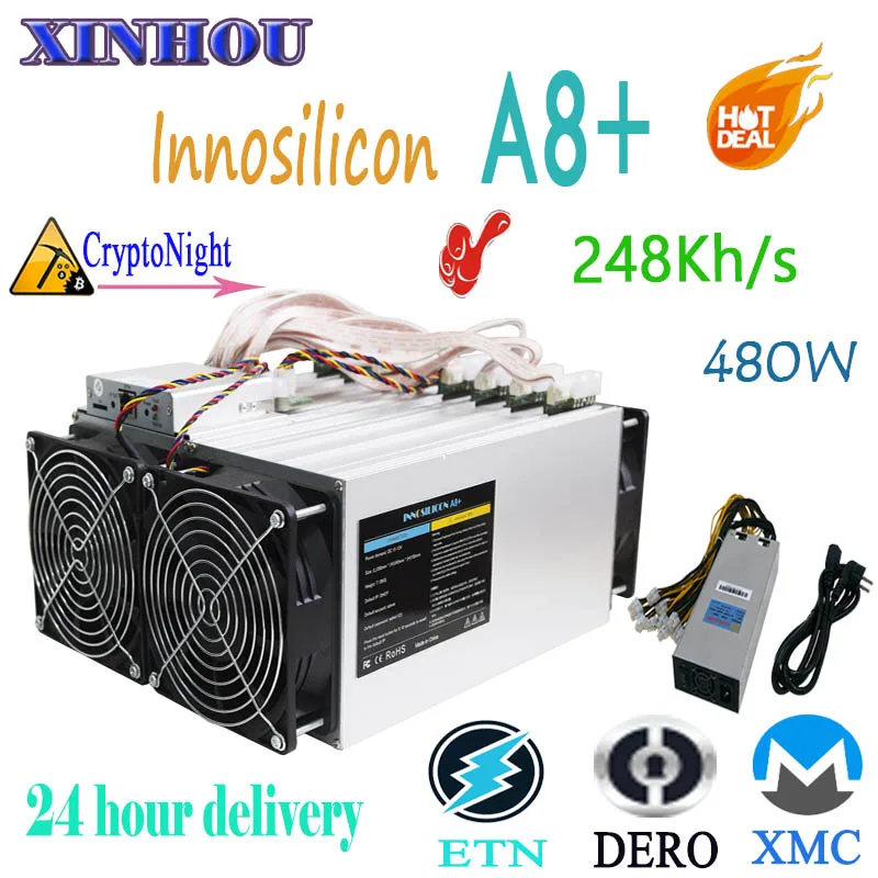 Б/у XMC ETN DERO Майнер Innosilicon A8+ Cryptonight 240KH/S ASIC Майнер с БП лучше чем A9 antminer X3 S9 Z11 baikal G28 m3X