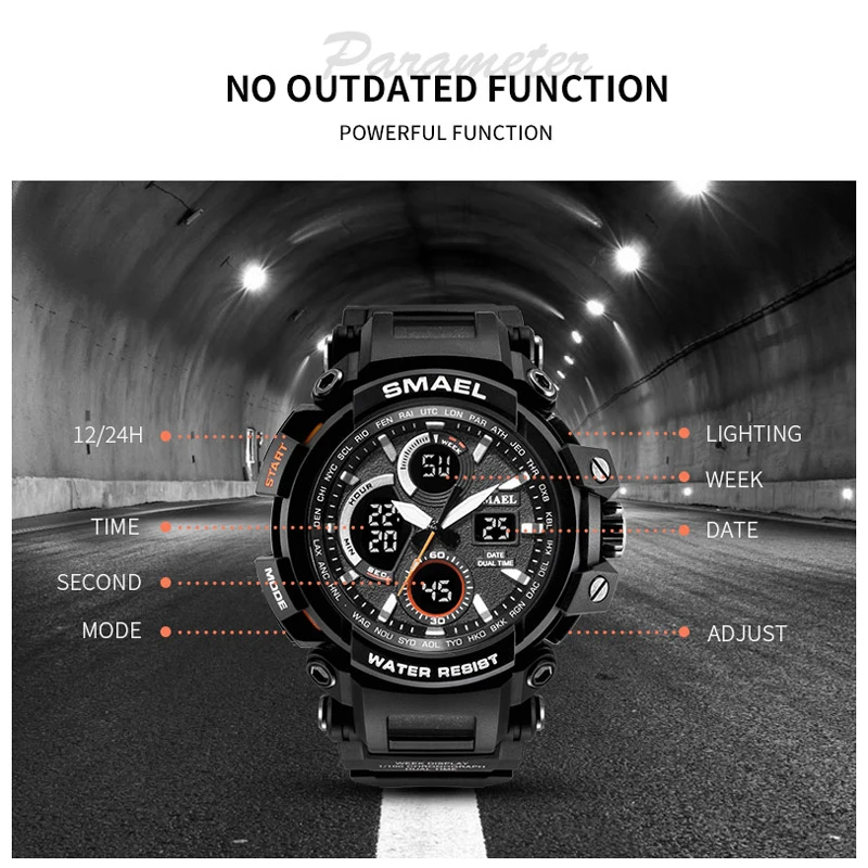 SMAEL Brand Digital Sport Watches Man Chronograph Wristwatches Mens Military 50M Waterproof Relogios Masculino Dropshipping 1708