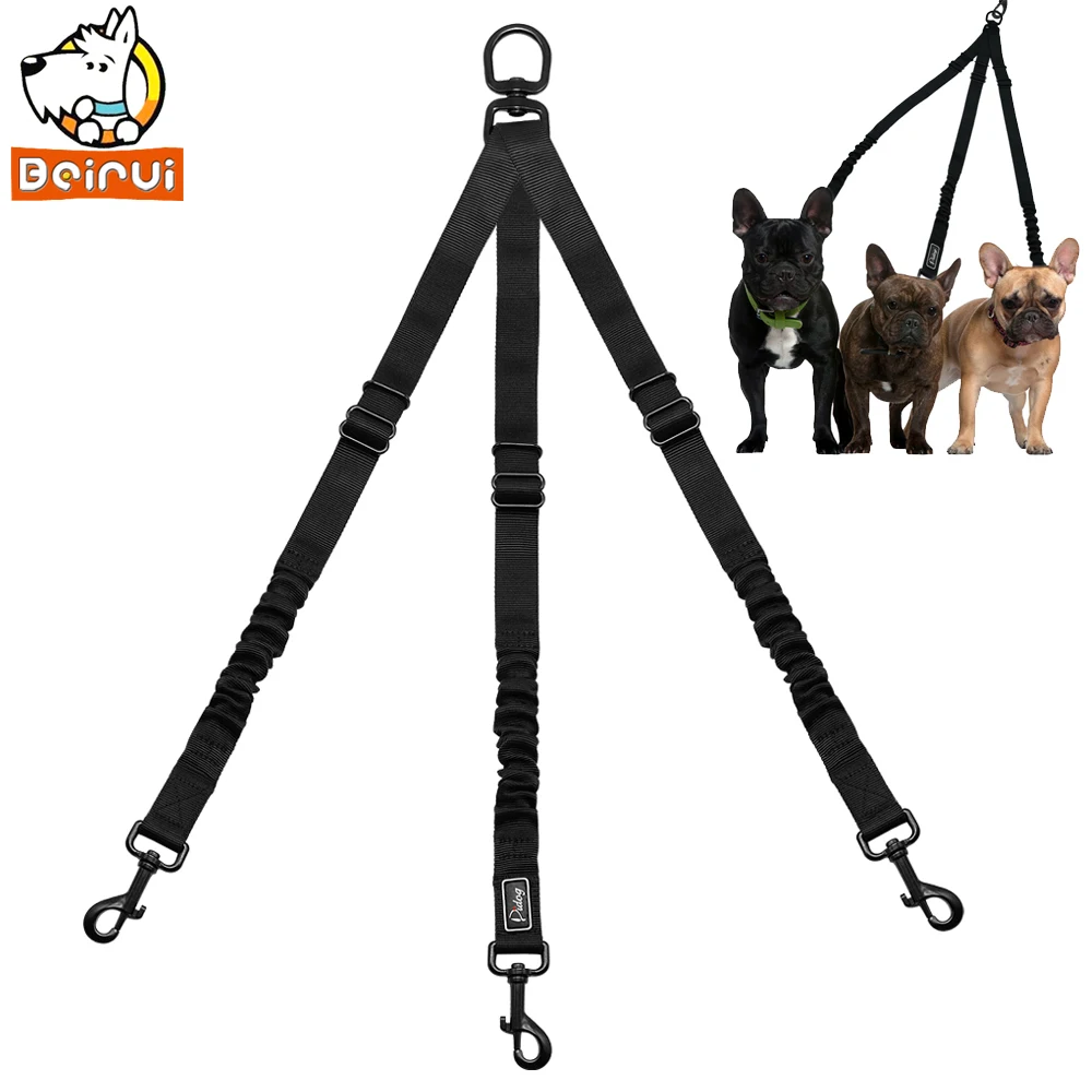 Bungee 3 Cara Anjing Leash Coupler Tidak Kusut Nylon Adjustable Berjalan Tali Beberapa Pet Tiga Anjing Memimpin Hitam Kecil Besar Anjing Dog Leash Coupler Leash Couplerdog Leash Aliexpress