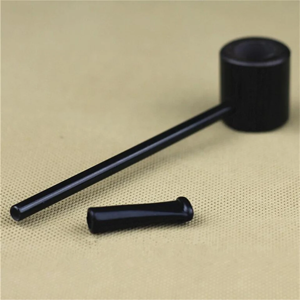Ebony Wood Pipe Smoking Pipes Portable Herb Tobacco Pipes Grinder Smoke Gifts 2 Colors