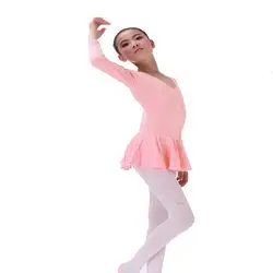 2018 Новое поступление милый малыш маленьких девочек для бальных танцев йоги розовый цельный платье с длинными рукавами юбка Симпатичные
