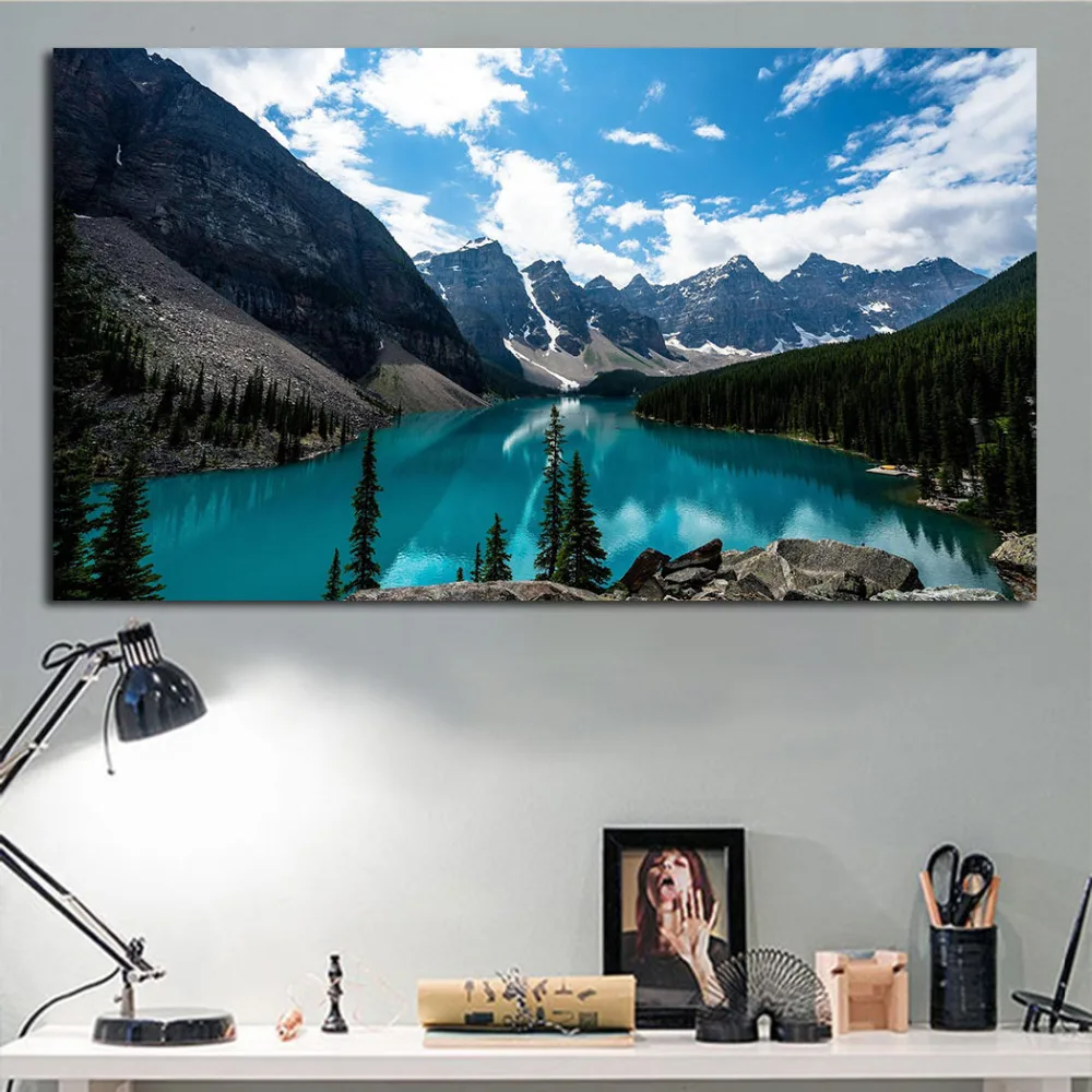 

JQHYART Wall Art Lake Louise Canada Landscape Oil Painting for Living Room Bedroom Wall Pictures Home Decor