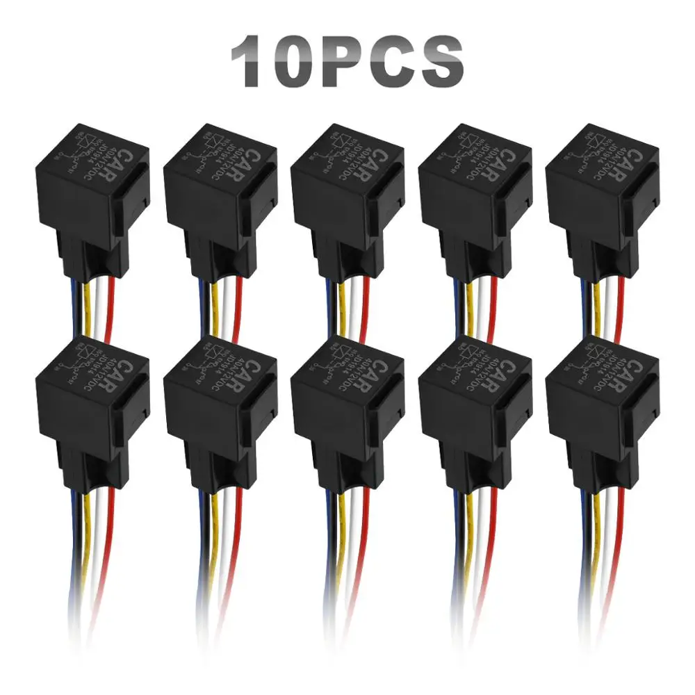 JGAUT 12V 24V 10 керамическая подставка для палочек реле 4-контактный разъем 5-контактный разъем реле с проводкой для Авто автомобильная проводка монтажный комплект регулятора 12V 24V - Цвет: 5-Pin Relay
