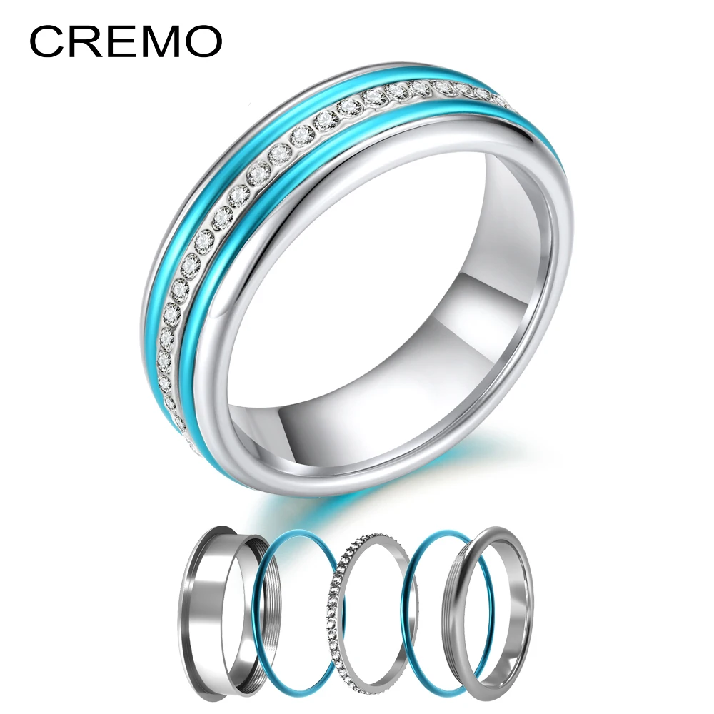 

Cremo Vintage Stackable Rings Multicolor Rotating Filled Wedding Band Ring Combination Jewelry Stainless Steel Finger Rings