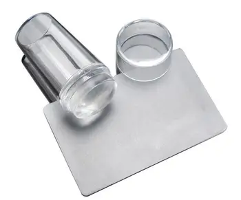 

Pure Clear Jelly Silicone Nail Art Stamper Plastic Plate Scraper with Cap Transparent 2.8cm Nail Stamp Tools