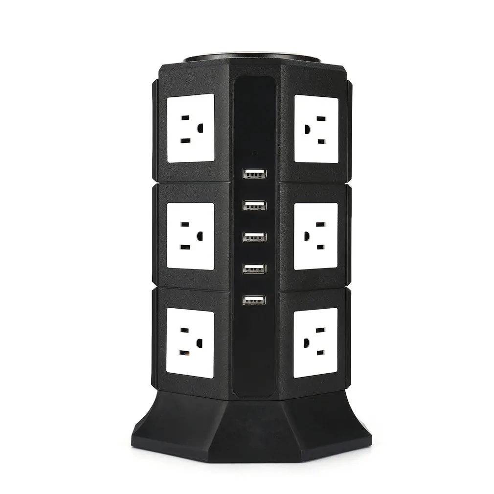 

17 Way 3 Layer Vertical Smart Tower Mains Power Strip Extension Socket 5 USB Port Adapter Multifunction Electrical Plug US/UK