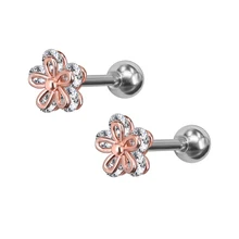 Женские серьги-гвоздики ZEMO из нержавеющей стали, серьги в виде цветка, Кристальный пирсинг хряща уха, детские Серьги brincos