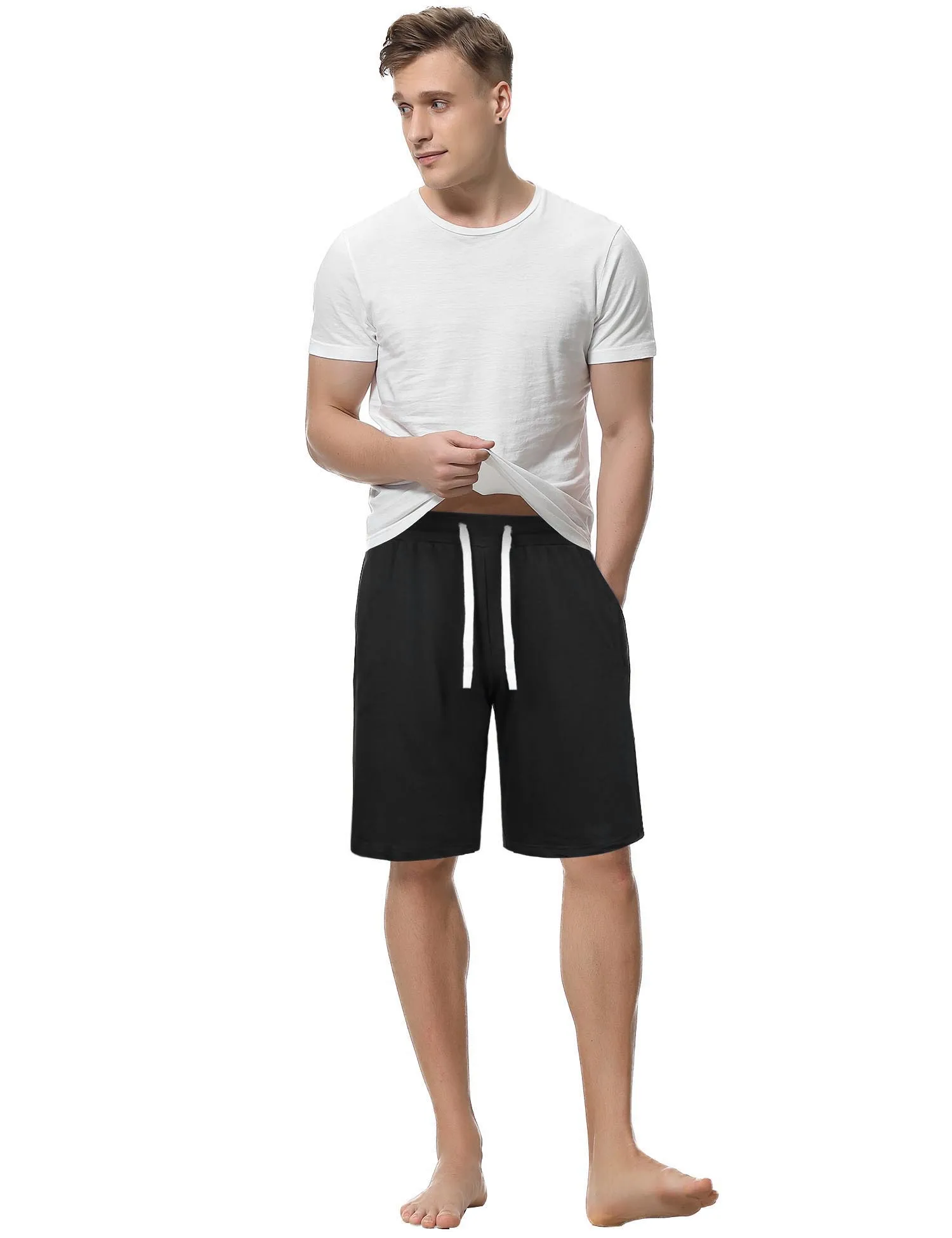 IClosam, одноцветные мужские шорты, летние мужские пляжные шорты, хлопковые повседневные мужские шорты, мужские черные шорты на завязках
