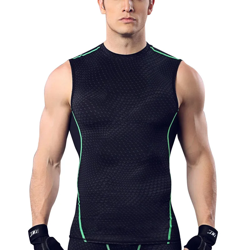 

High Elastic Quick Dry Compress Tank Tops Men Profession Fitness Athletic Running Sports Vest Summer Slim Training Vests T-shirt