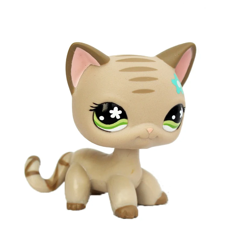 real original pet shop lps toys standing 483 old rare short hair cat light grey kitty