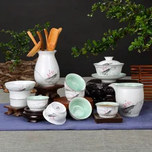 Белый фарфоровый кунг-фу чайный сервиз домашний пуэр чай красный чайный чайник чашки комбинированный набор в китайском стиле керамическая простая печь чайный сервиз