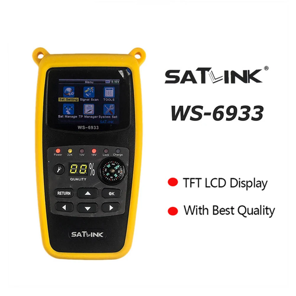 

Satlink WS-6933 2.1 Inch LCD Display Satellite Finder DVB-S2 FTA C&KU Band Satlink Digital Satellite Finder Meter WS 6933